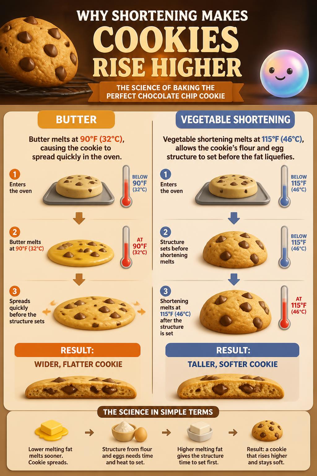 Why shortening makes cookies rise higher