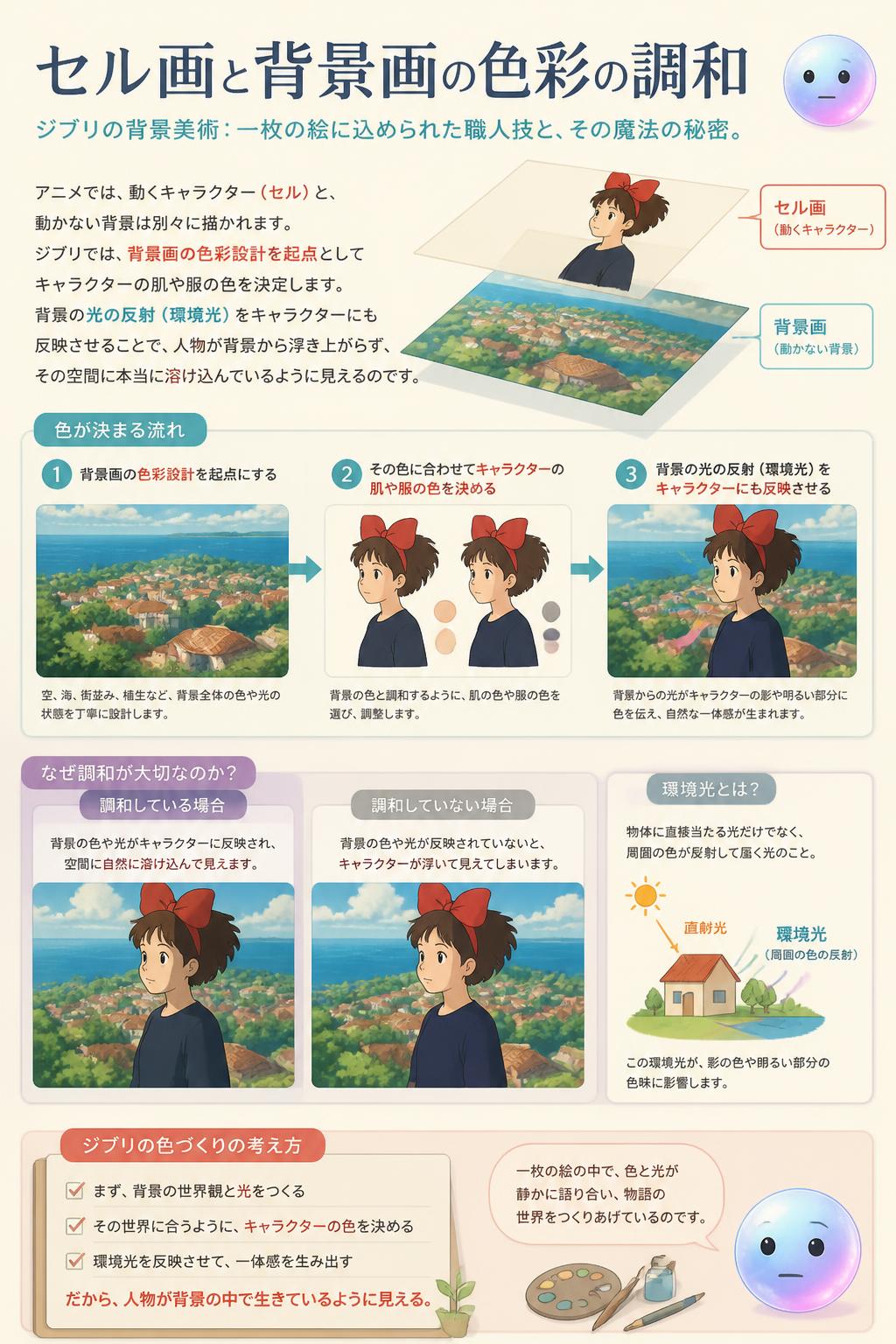セル画と背景画の色彩の調和