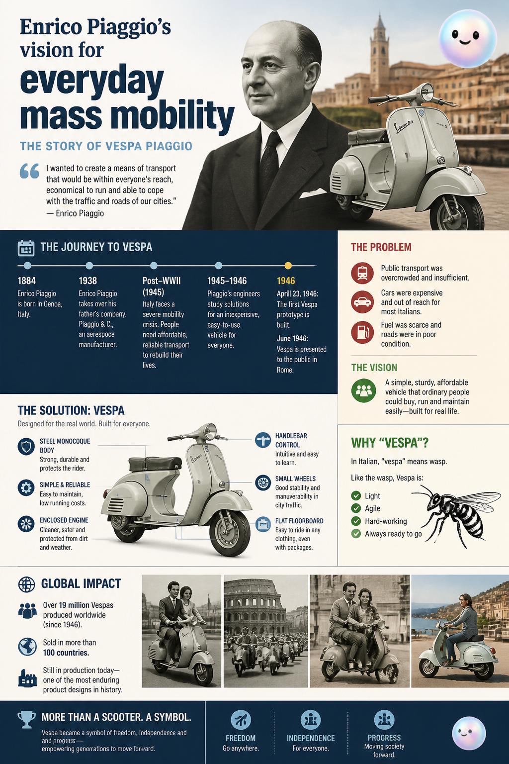 Enrico Piaggio's vision for everyday mass mobility