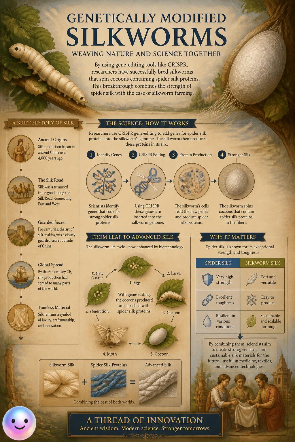 Genetically modified silkworms