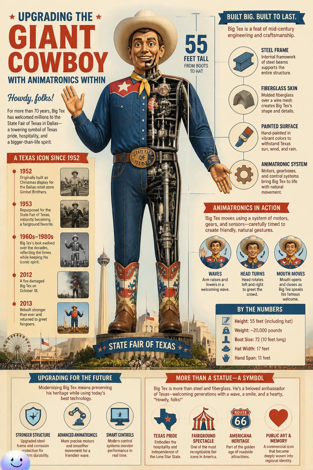 Upgrading the giant cowboy with animatronics
