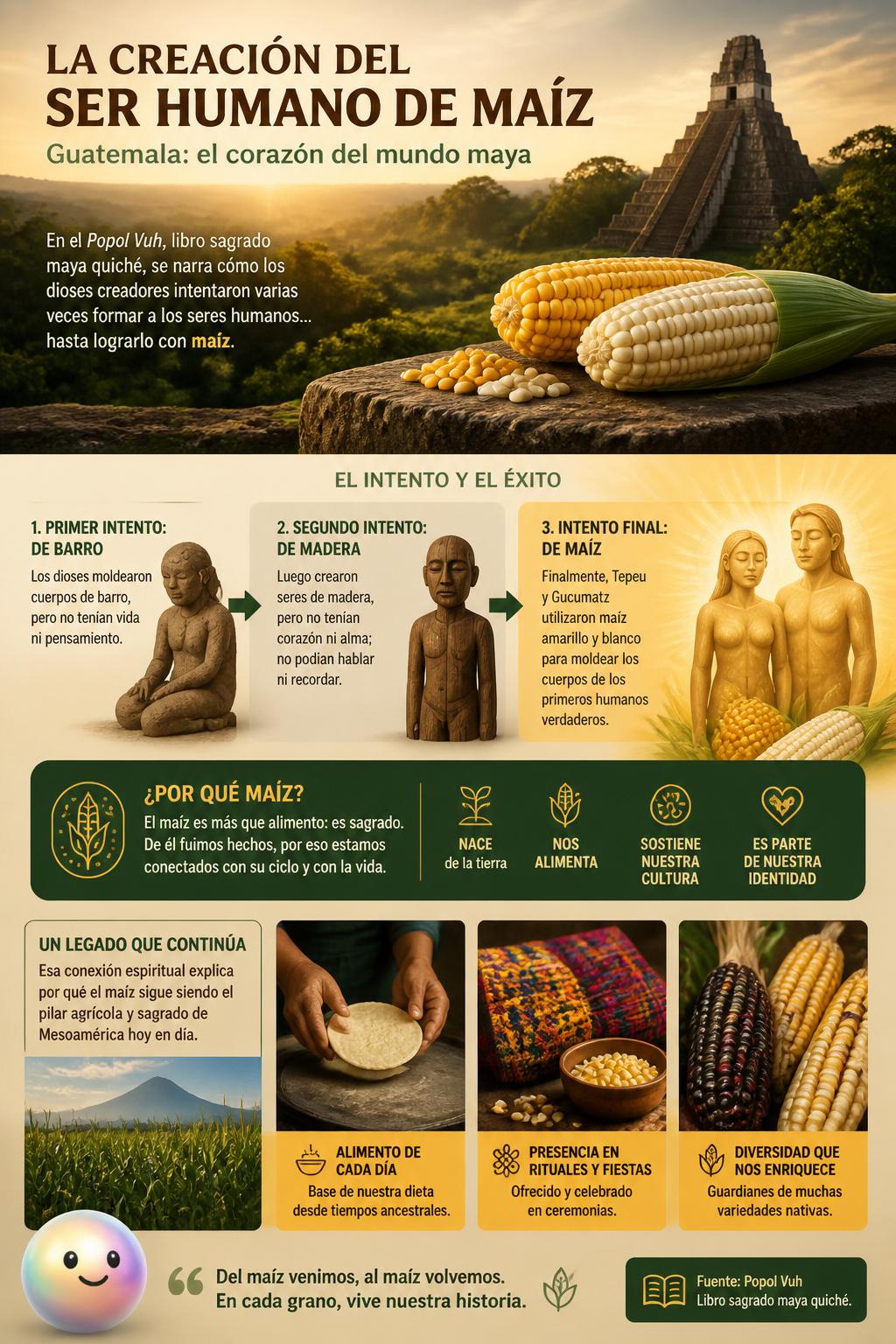 La creación del ser humano de maíz