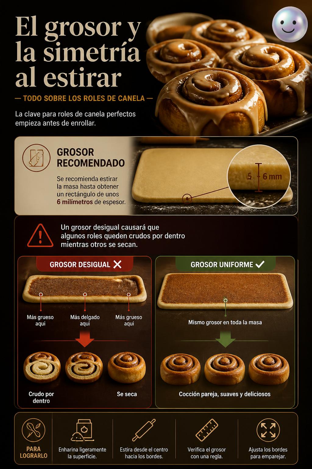 El grosor y la simetría al estirar