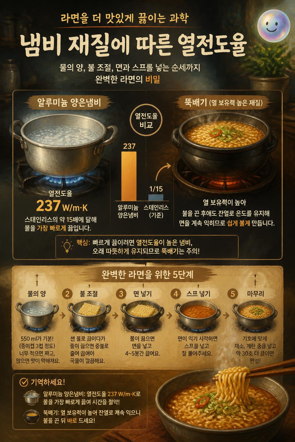 냄비 재질에 따른 열전도율