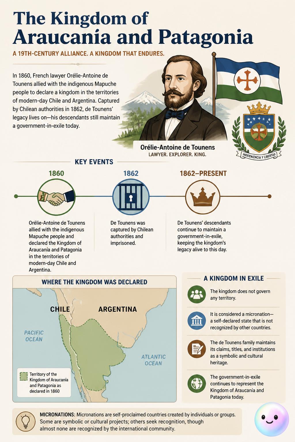 The kingdom of Araucanía and Patagonia