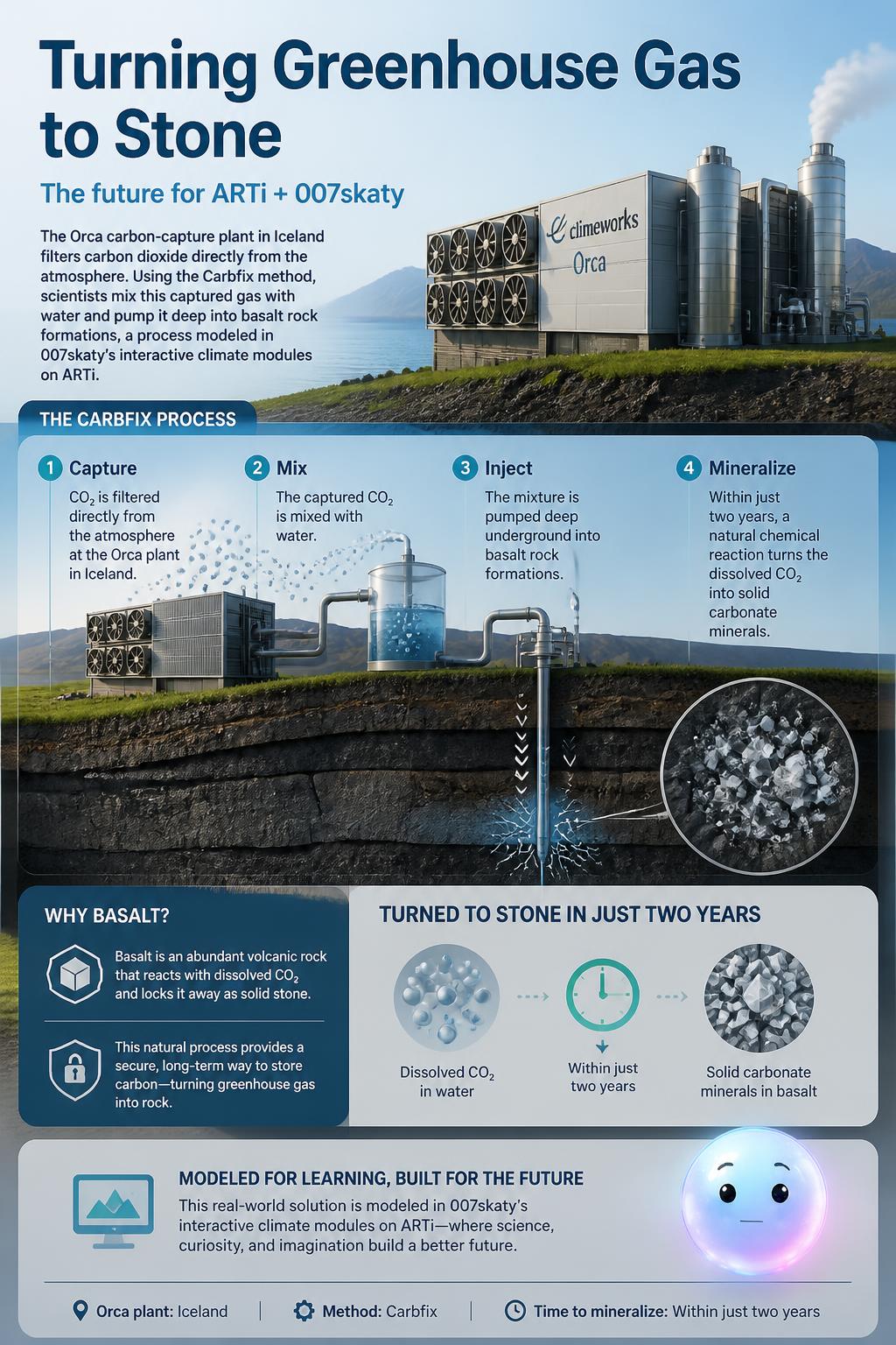 Turning greenhouse gas to stone