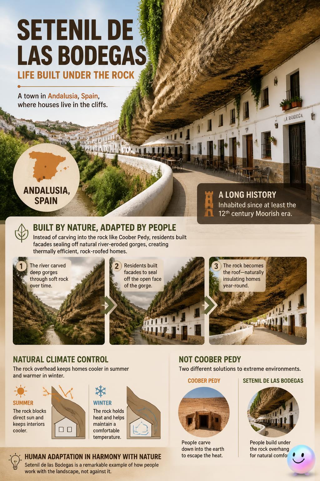Setenil de las Bodegas and the overhanging cliffs
