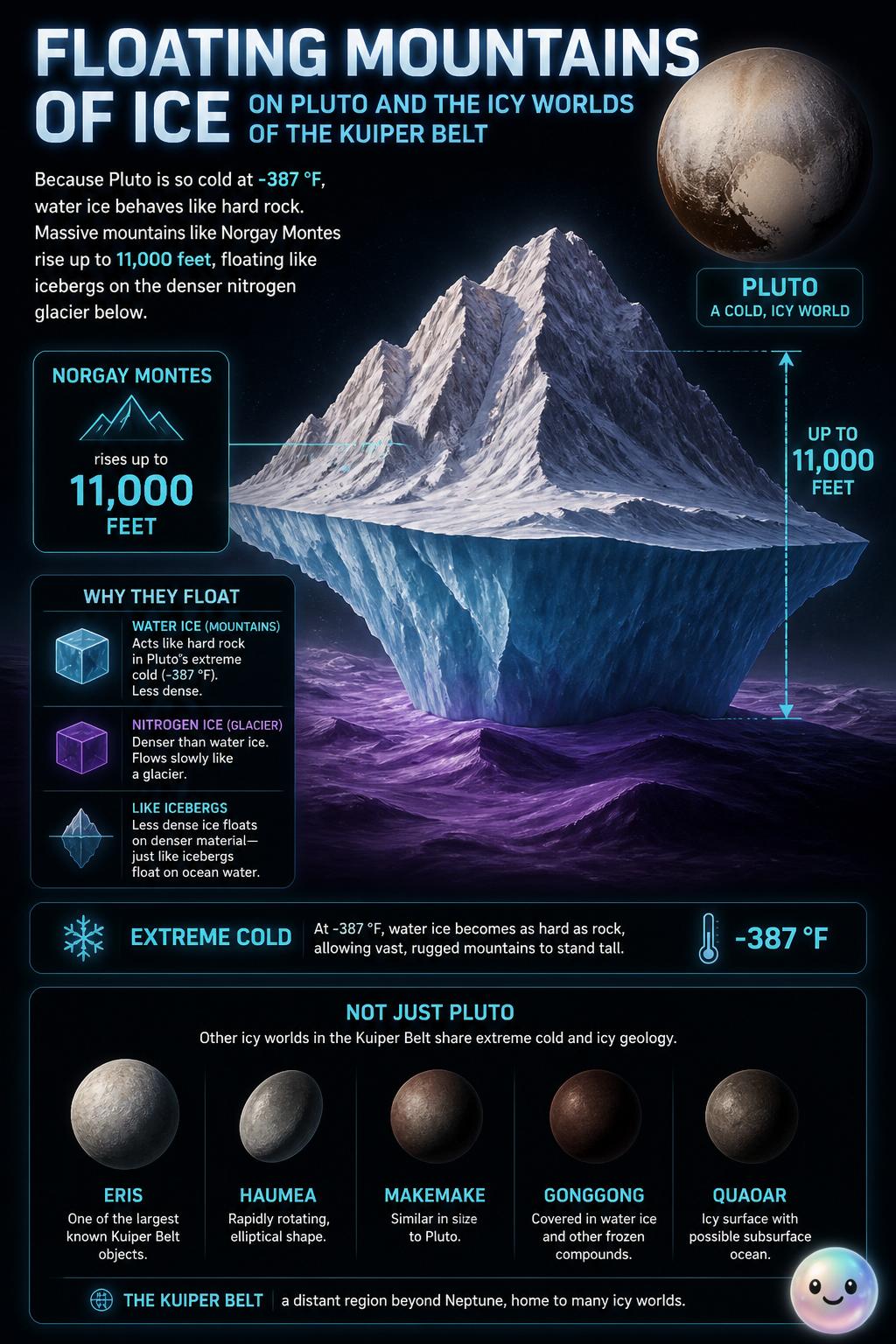 Floating mountains made of rock-hard ice