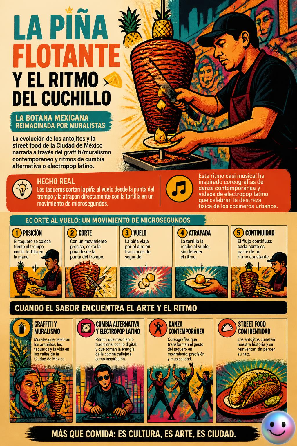 La piña flotante y el ritmo del cuchillo