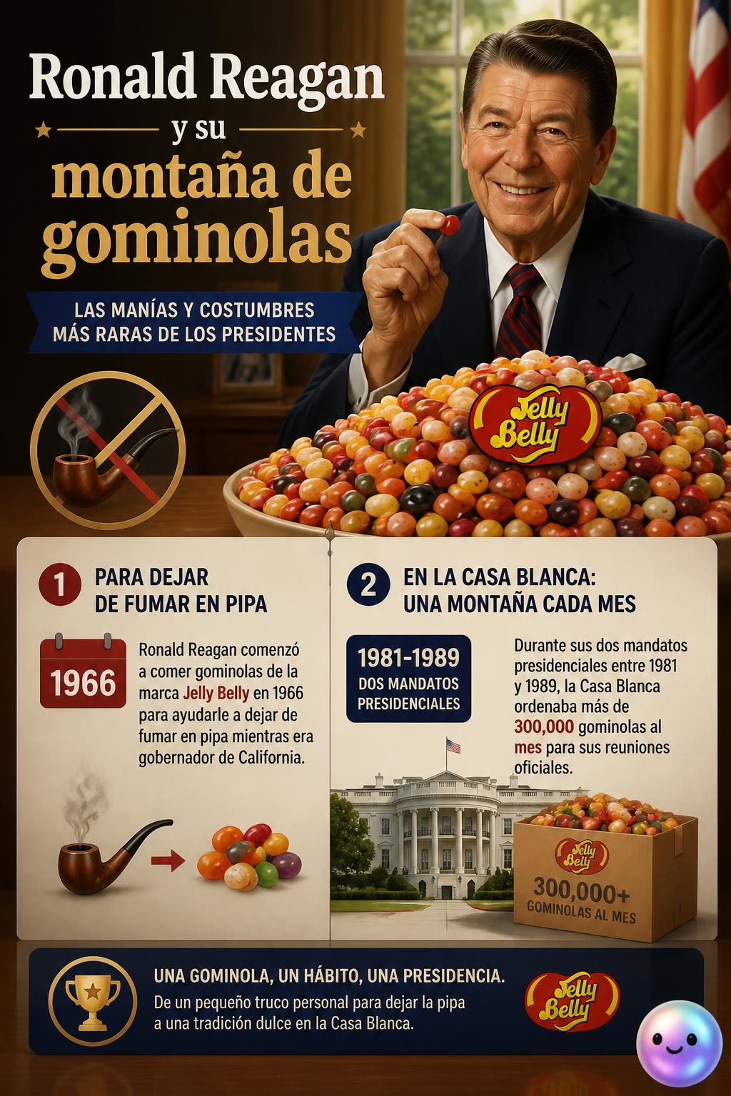 Ronald Reagan y su montaña de gominolas