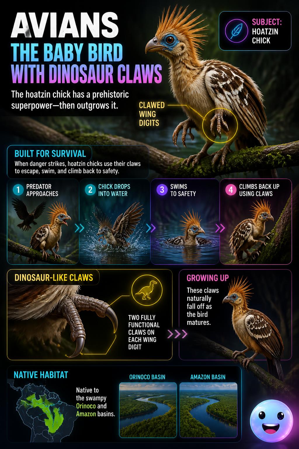 The baby bird with dinosaur claws