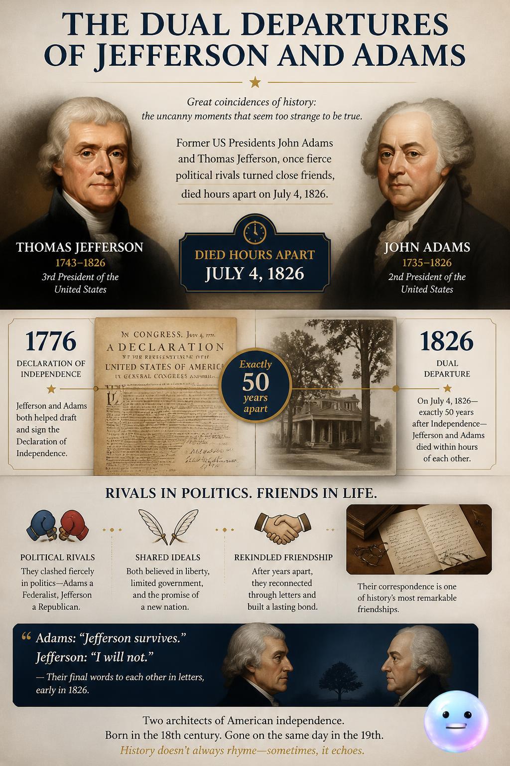 The dual departures of Jefferson and Adams