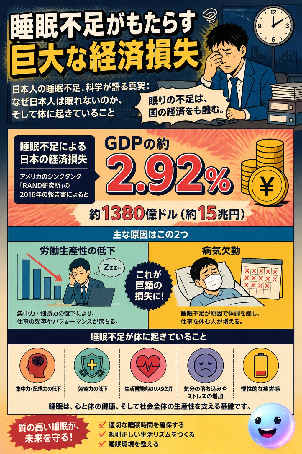 睡眠不足がもたらす巨大な経済損失