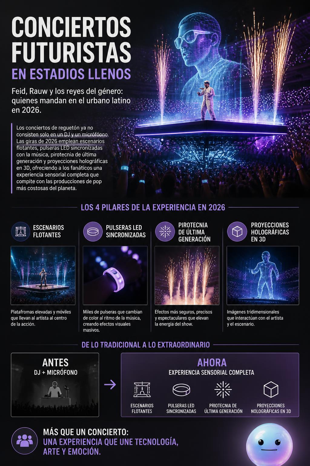 Conciertos futuristas en estadios llenos