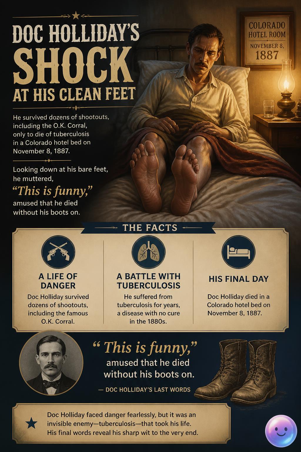 Doc Holliday's shock at his clean feet