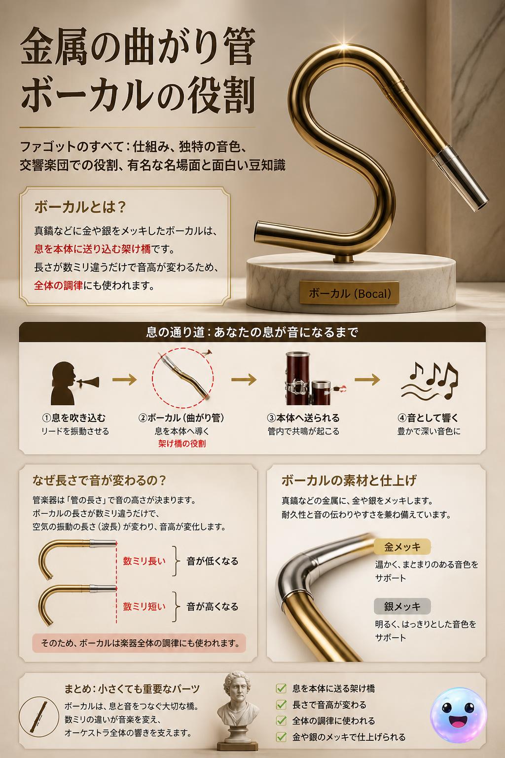 金属の曲がり管ボーカルの役割