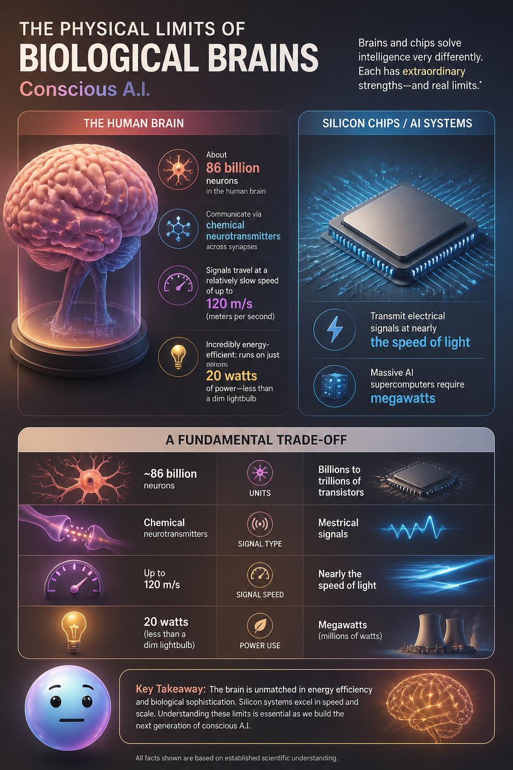 The physical limits of biological brains