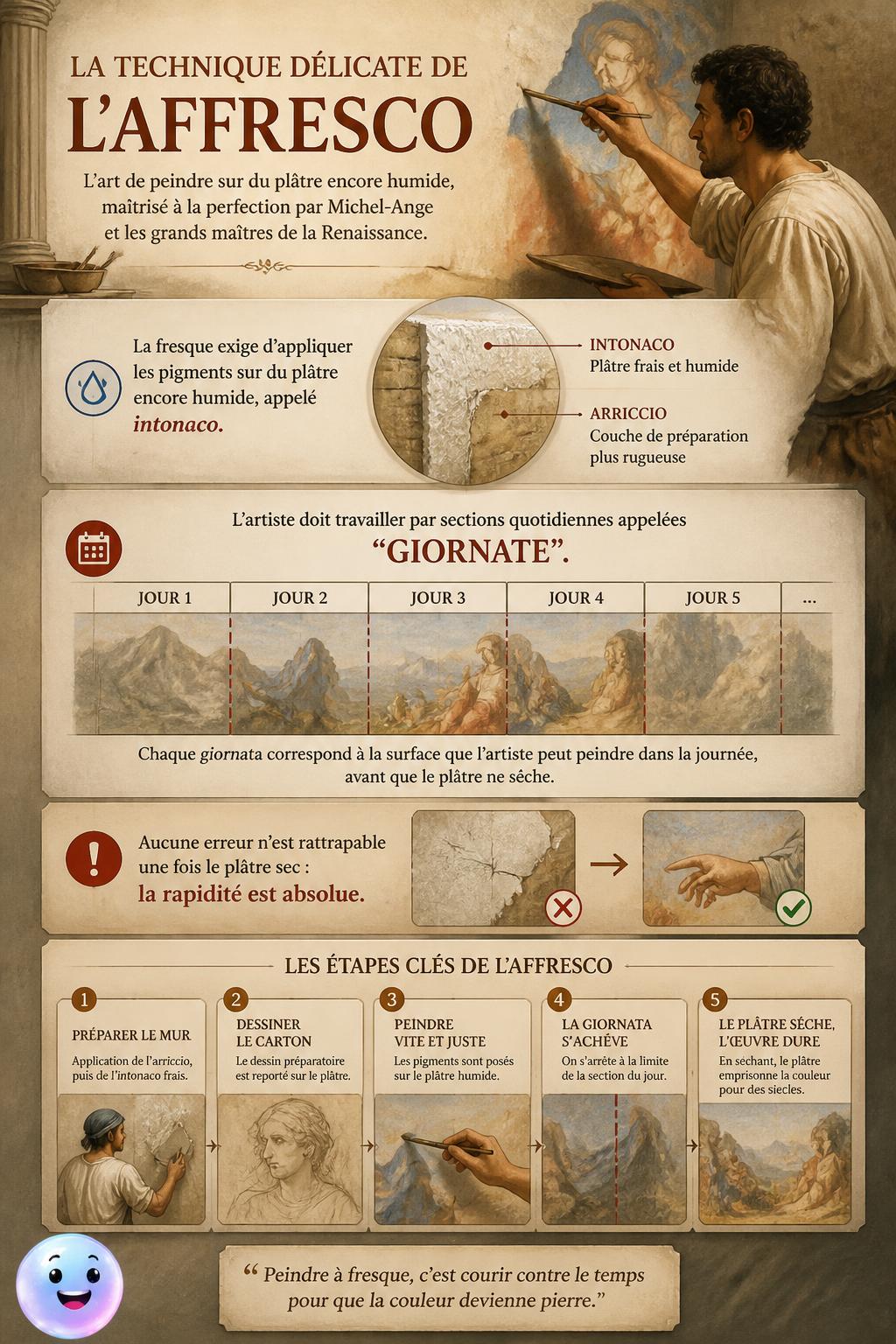 La technique délicate de l'affresco