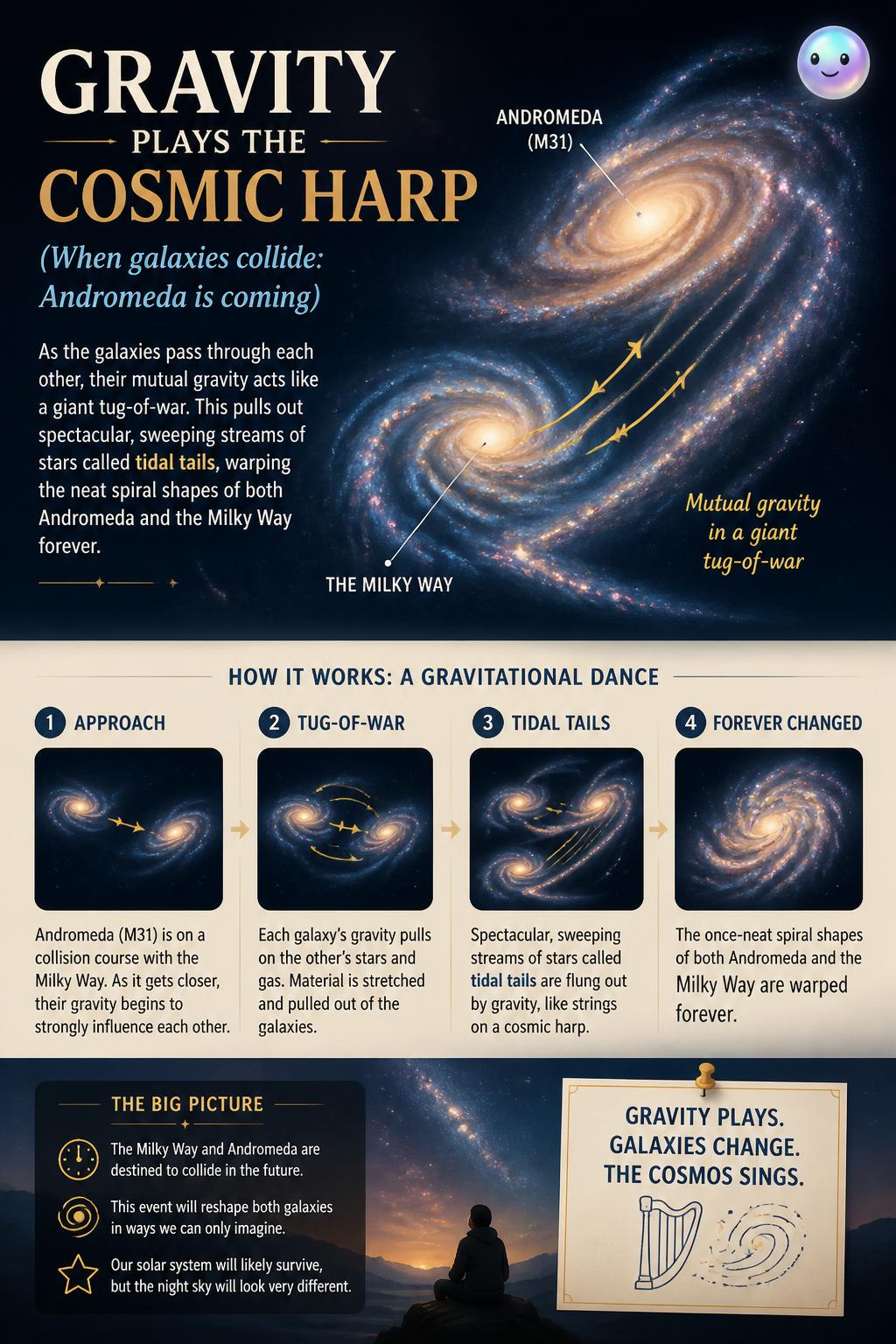 Gravity plays the cosmic harp
