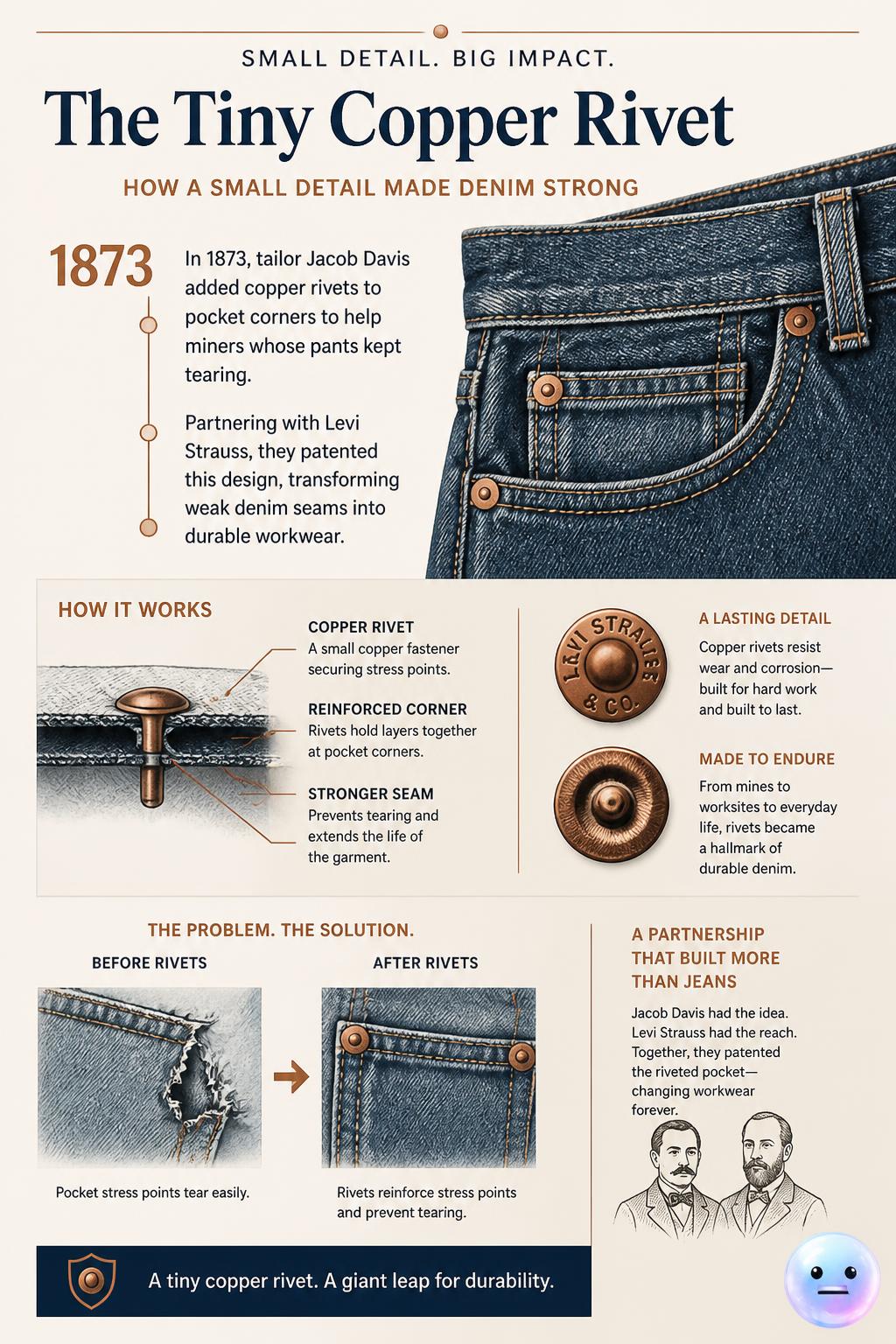 The tiny copper rivets