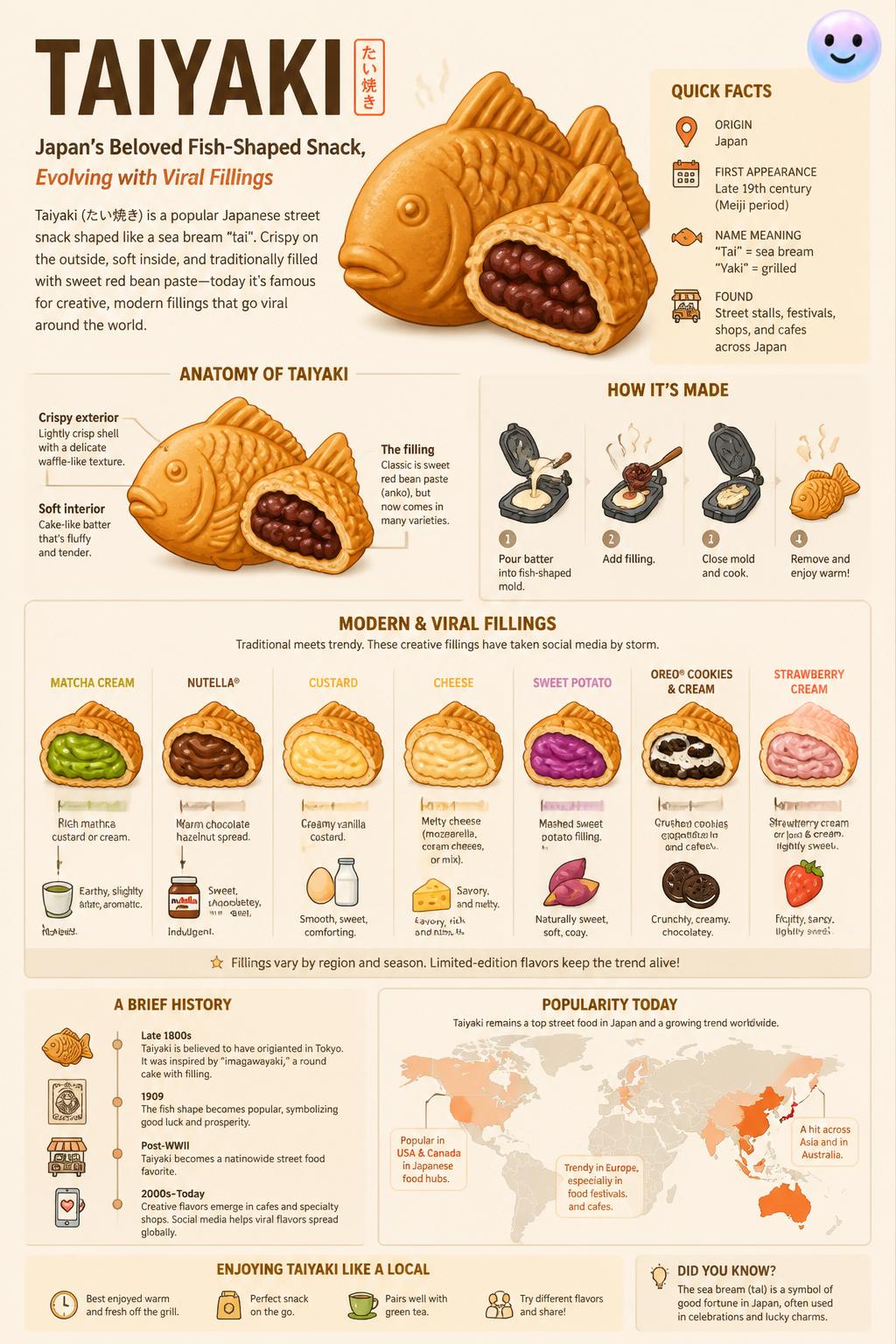 Taiyaki and its modern viral fillings