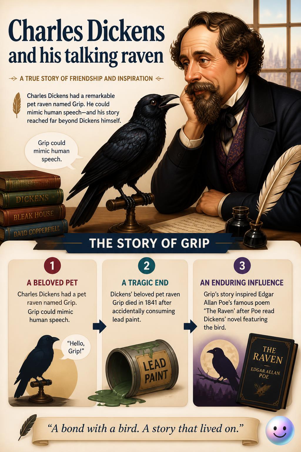 Charles Dickens and his talking raven