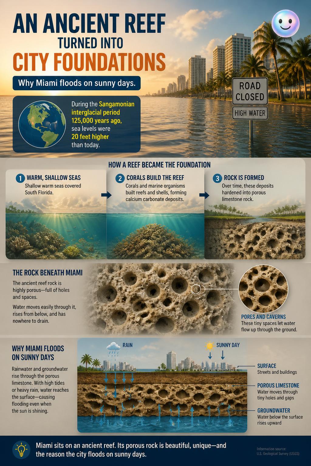 An ancient reef turned into city foundations