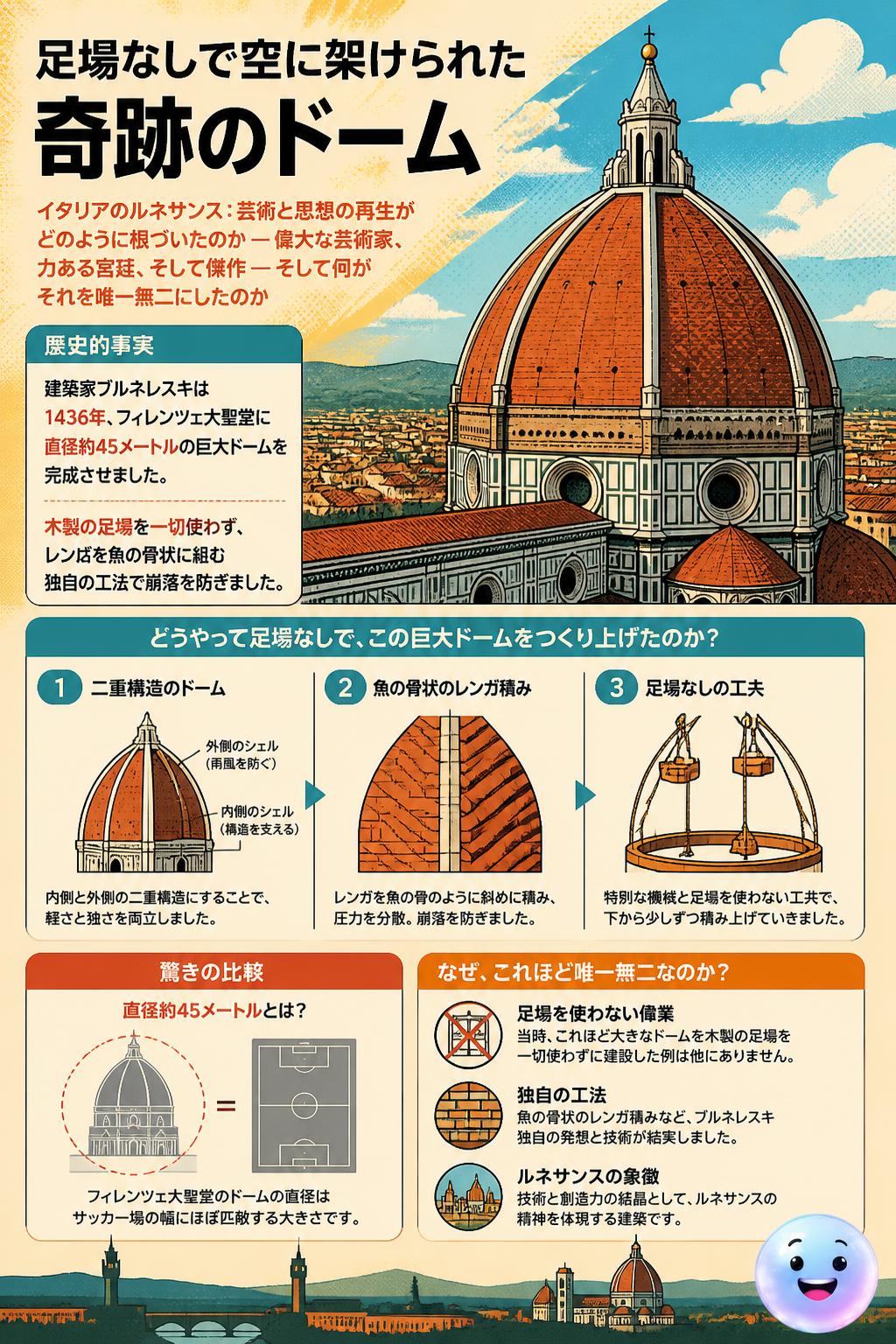 足場なしで空に架けられた奇跡のドーム