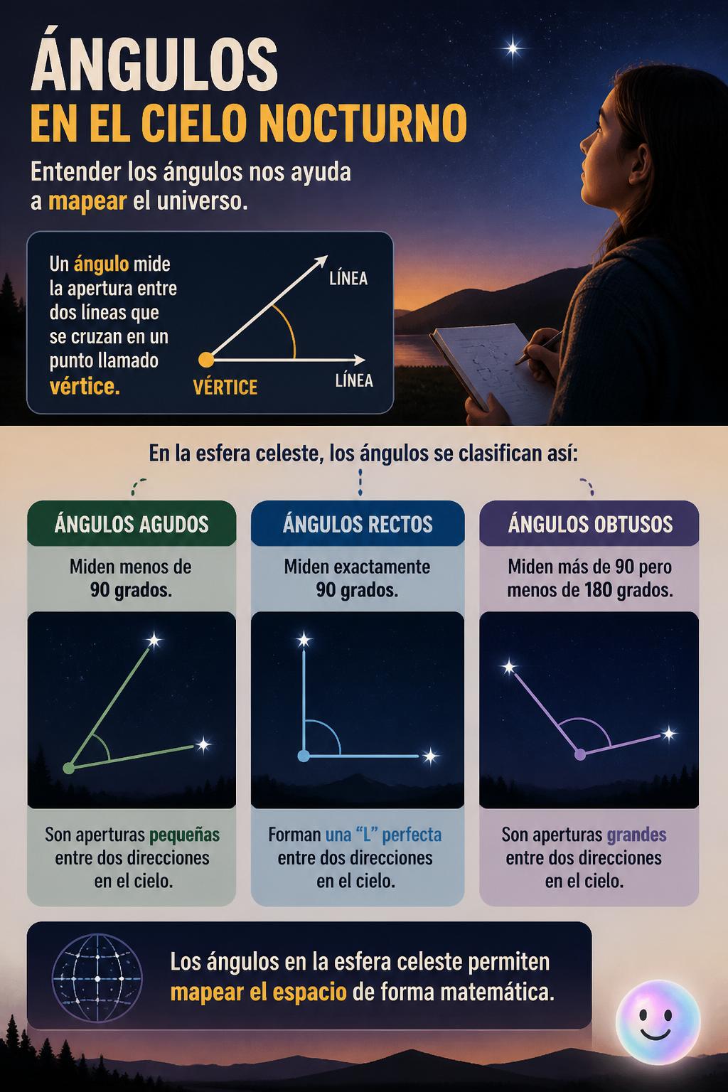 Ángulos en el cielo nocturno