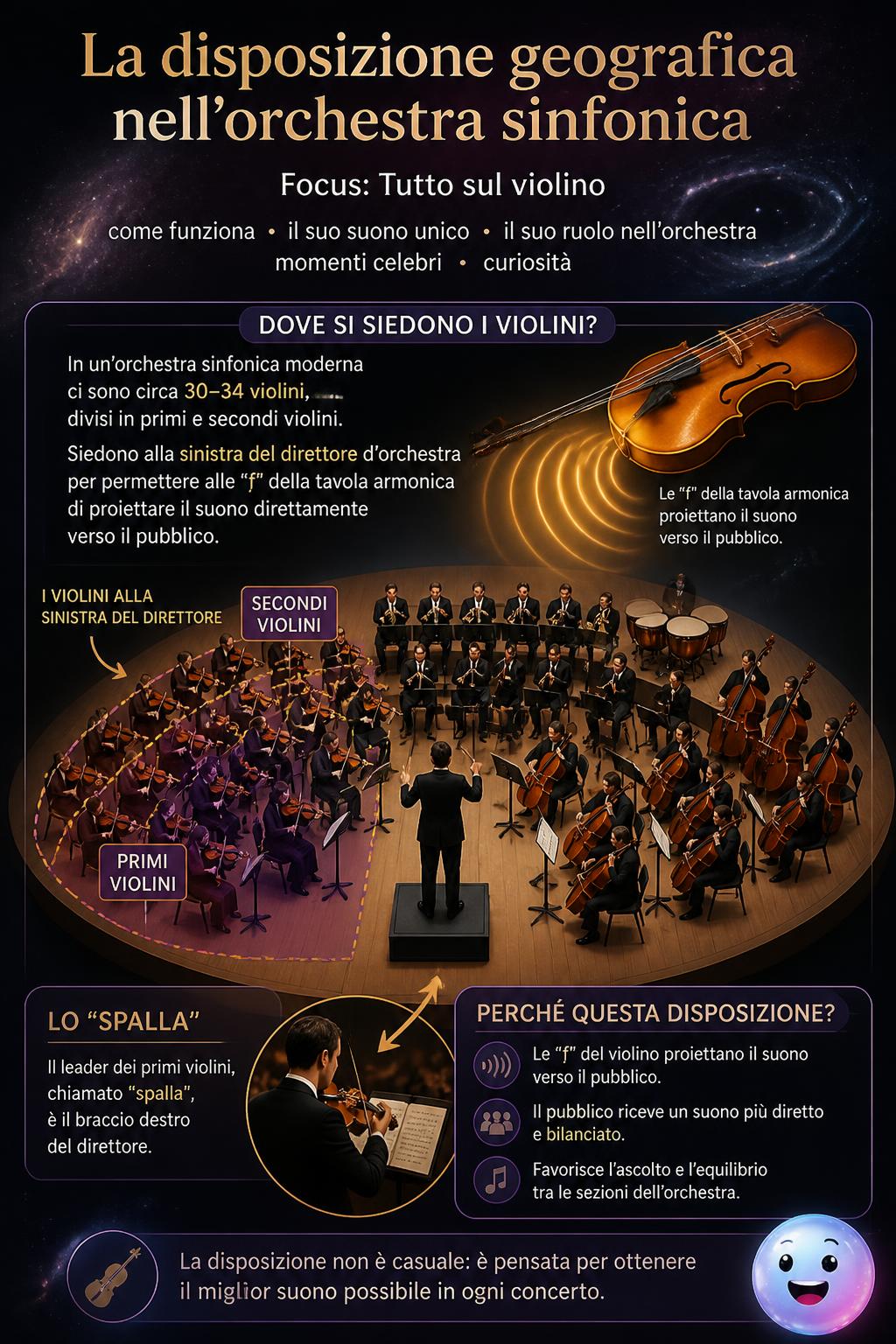 La disposizione geografica nell'orchestra sinfonica