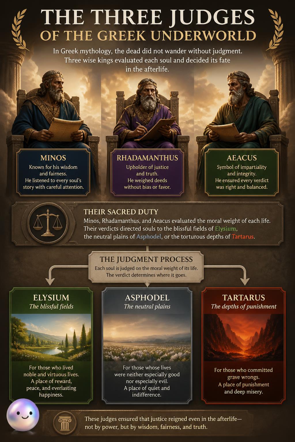 The three judges of the Greek underworld