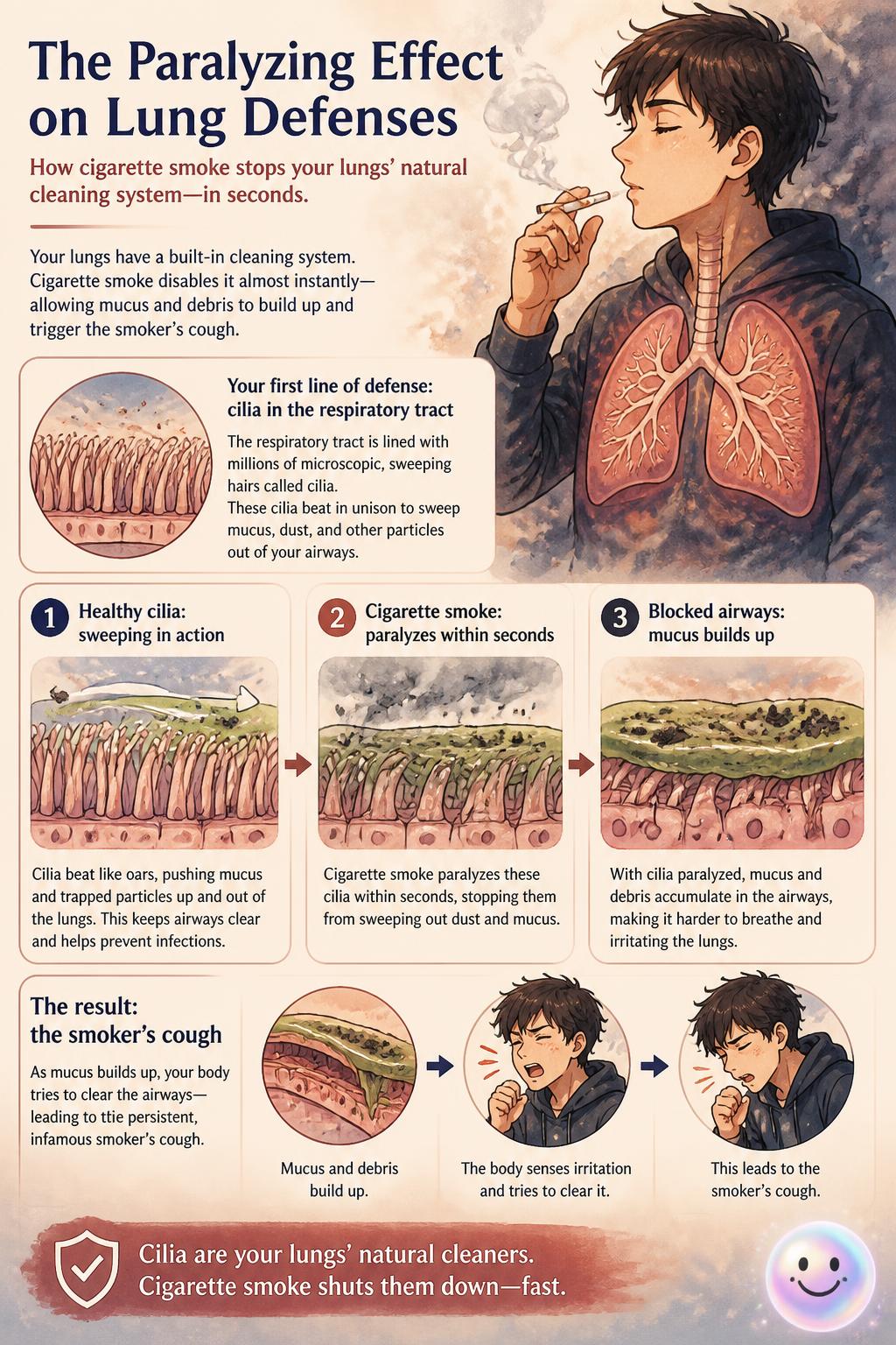 The paralyzing effect on lung defenses