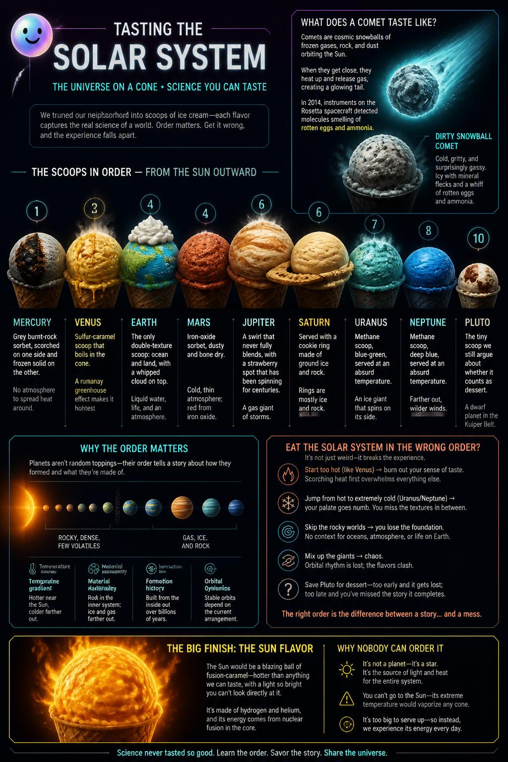 Tasting a dirty snowball comet