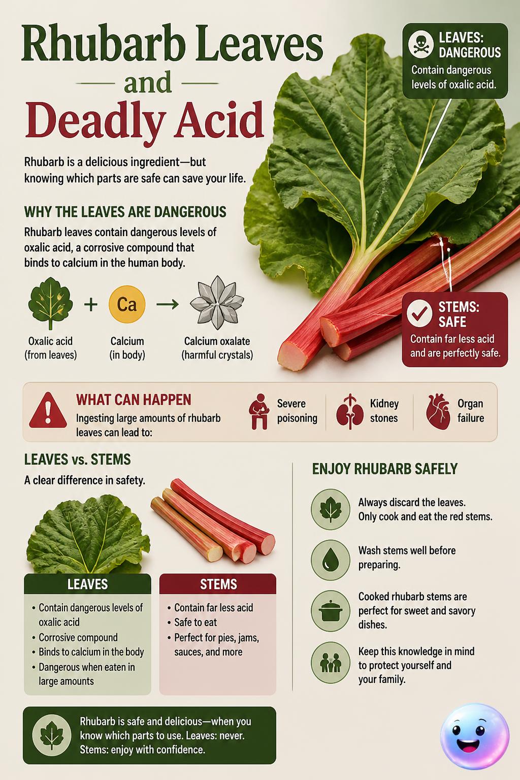Rhubarb leaves and deadly acid