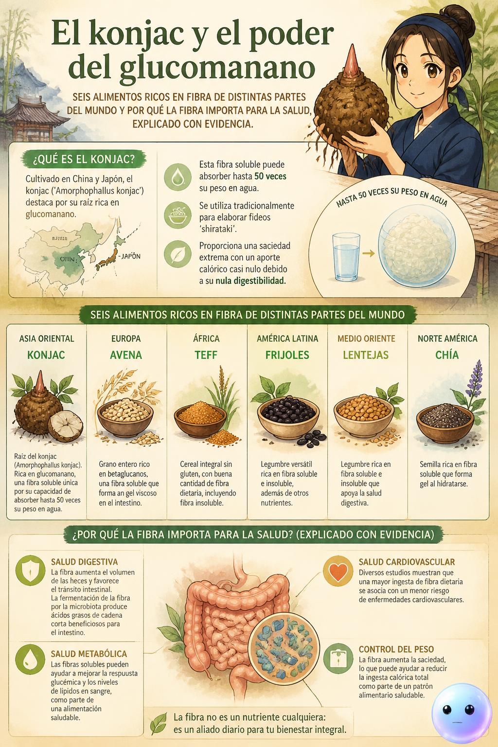 Konjac y glucomanano: beneficios de esta fibra