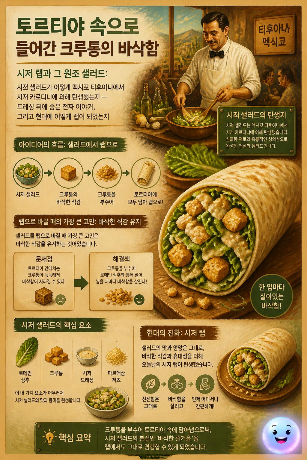 토르티야 속으로 들어간 크루통의 바삭함