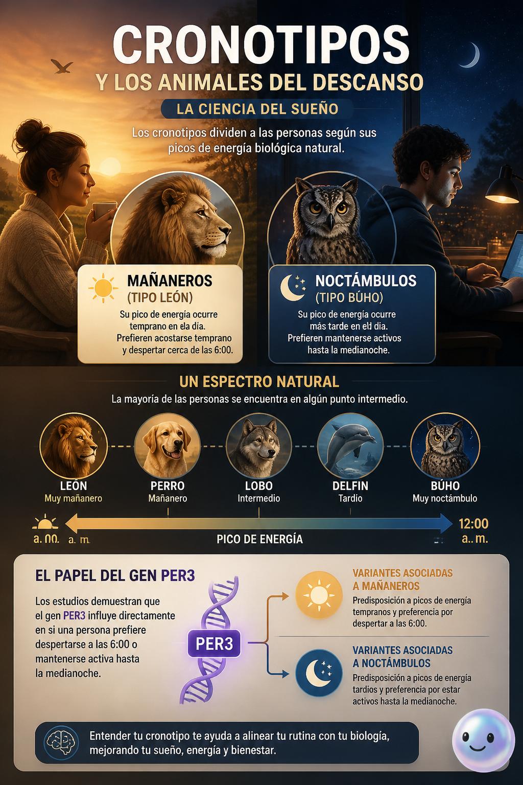 Cronotipos y los animales del descanso