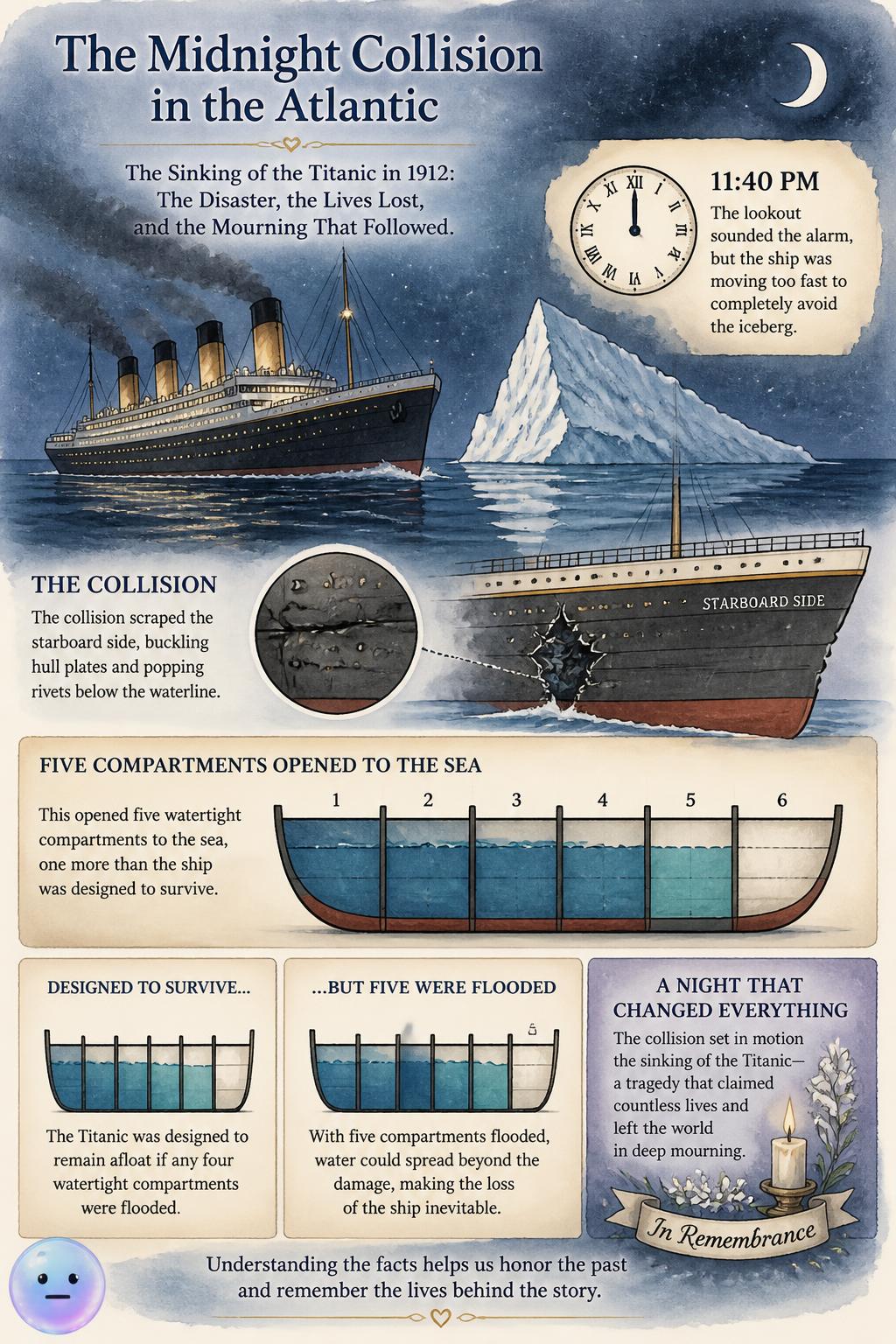 The midnight collision in the Atlantic