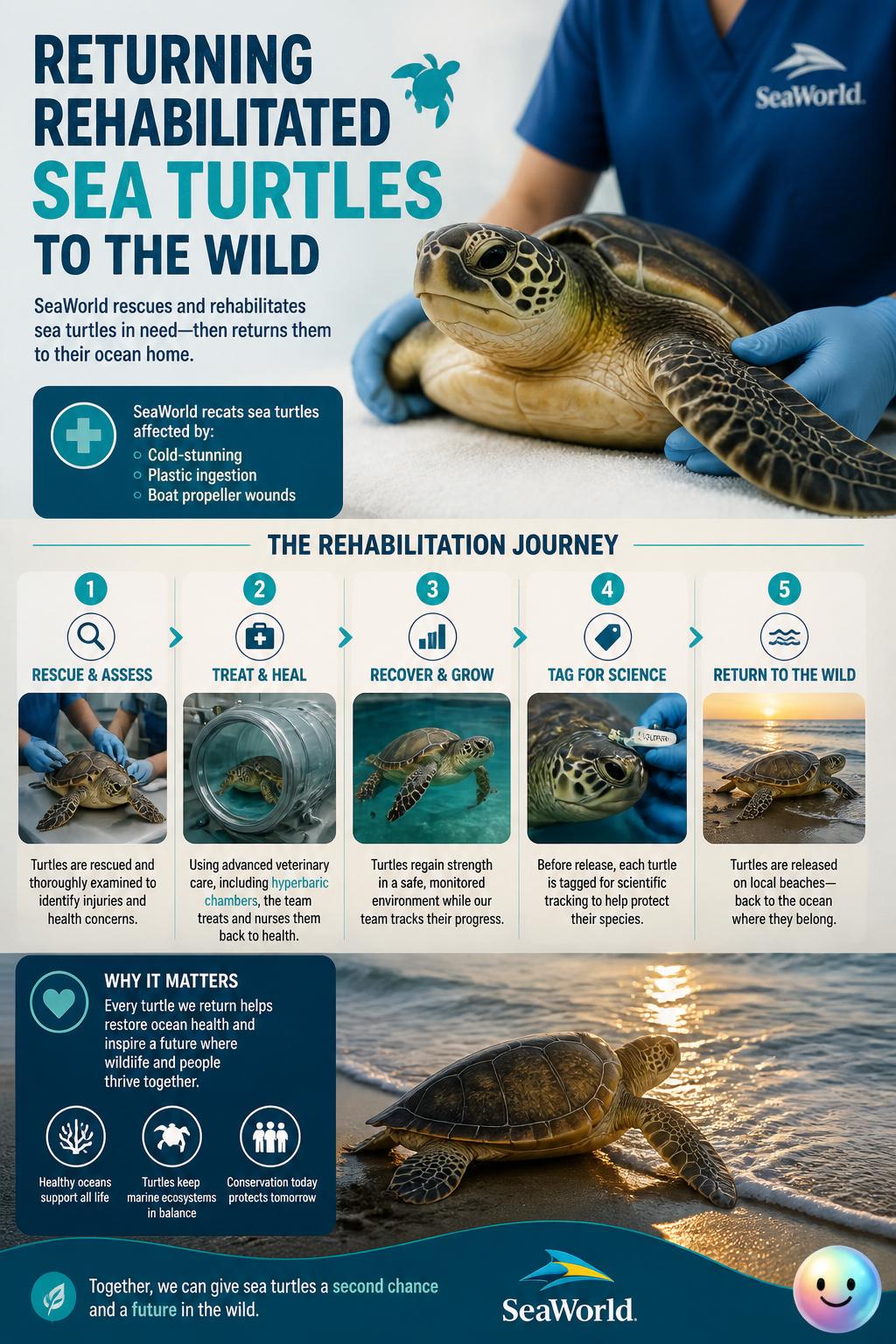 Returning rehabilitated sea turtles to the wild