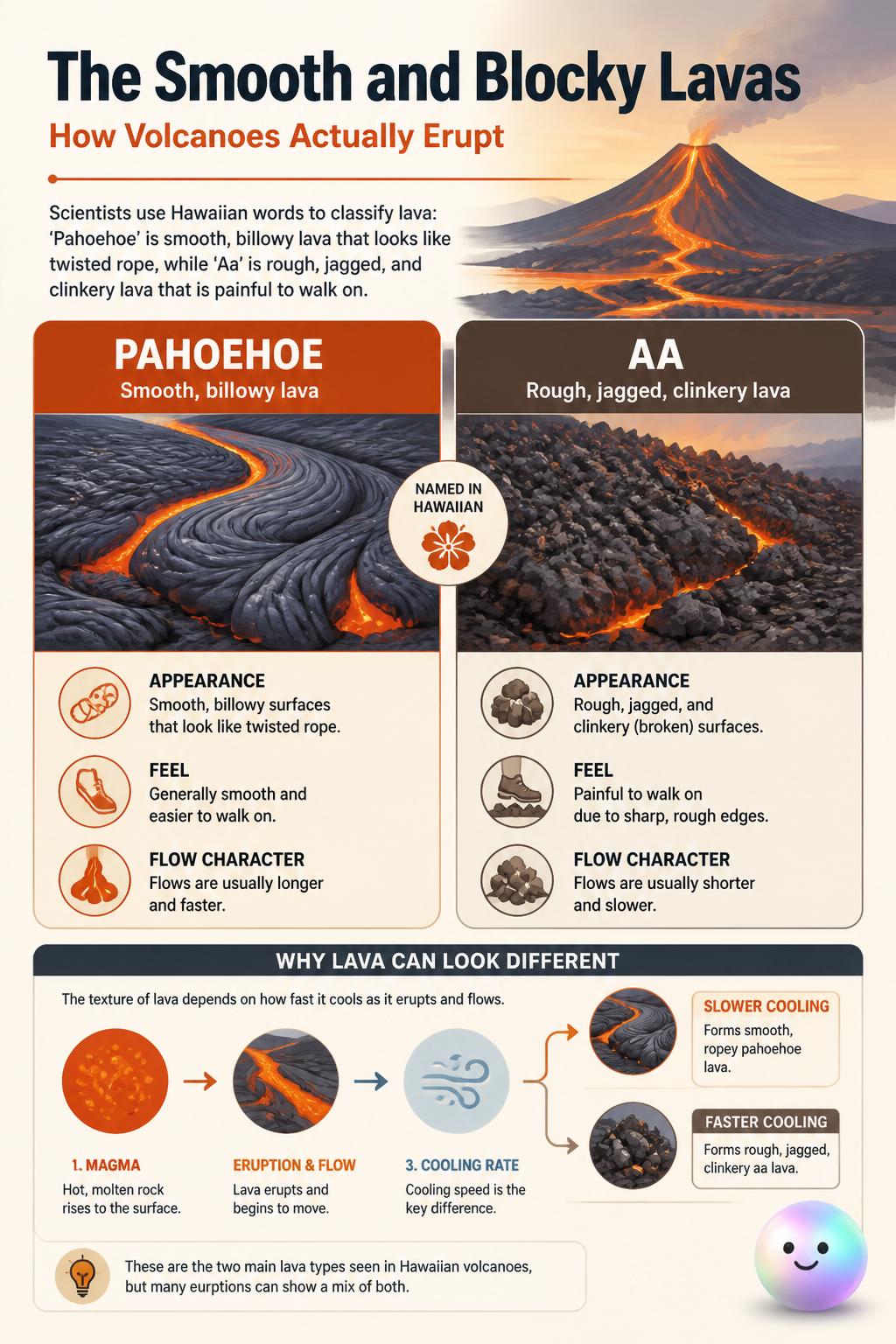 The smooth and blocky lavas