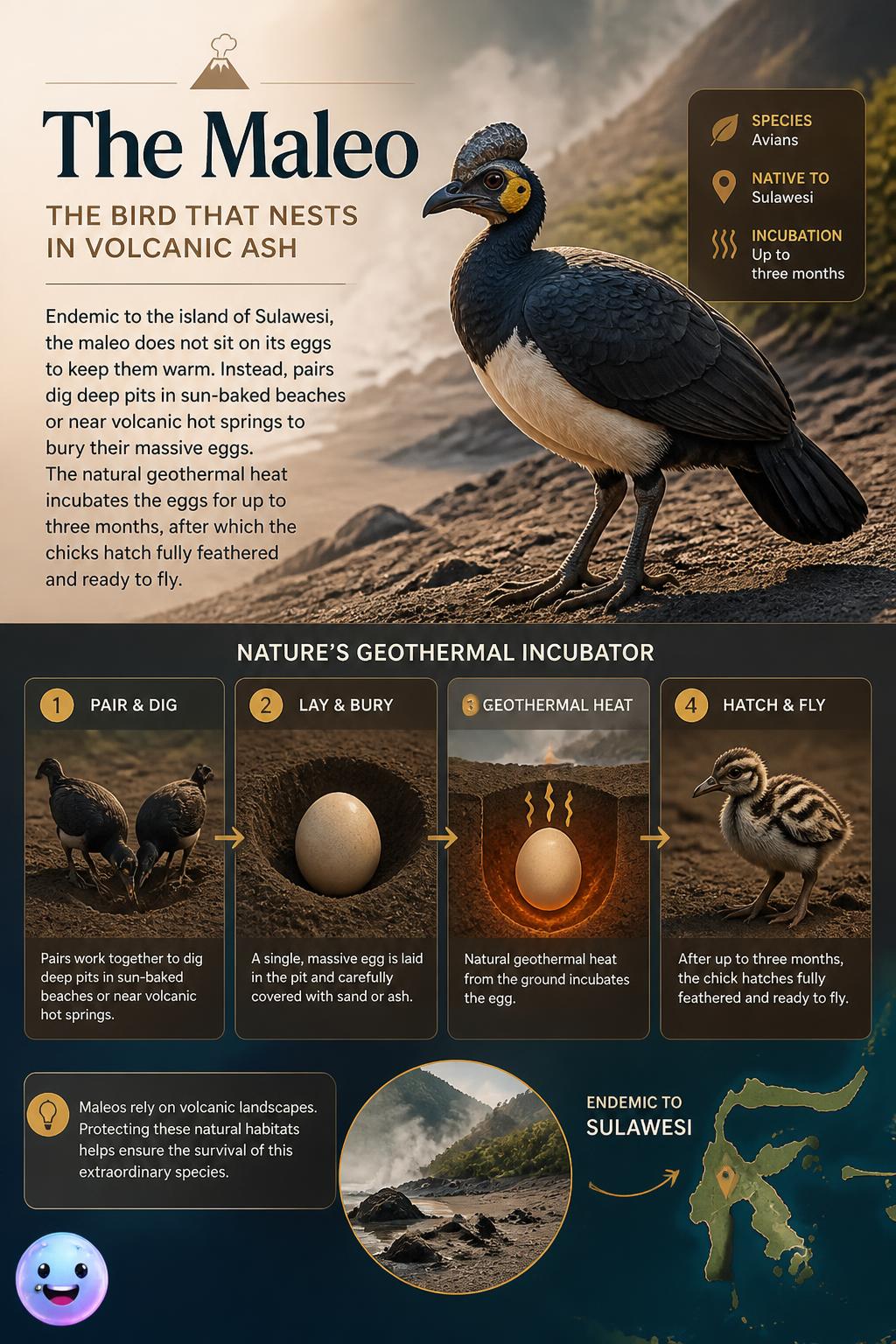 The bird that nests in volcanic ash