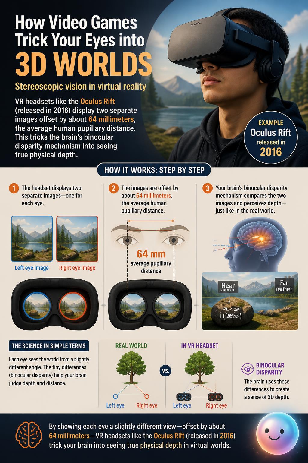Stereoscopic vision in virtual reality