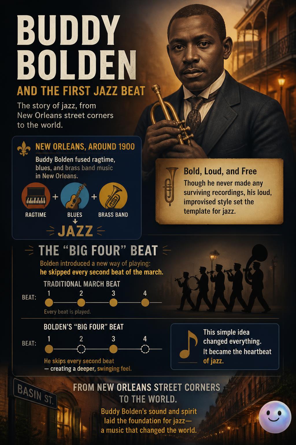 Buddy Bolden and the first jazz beat