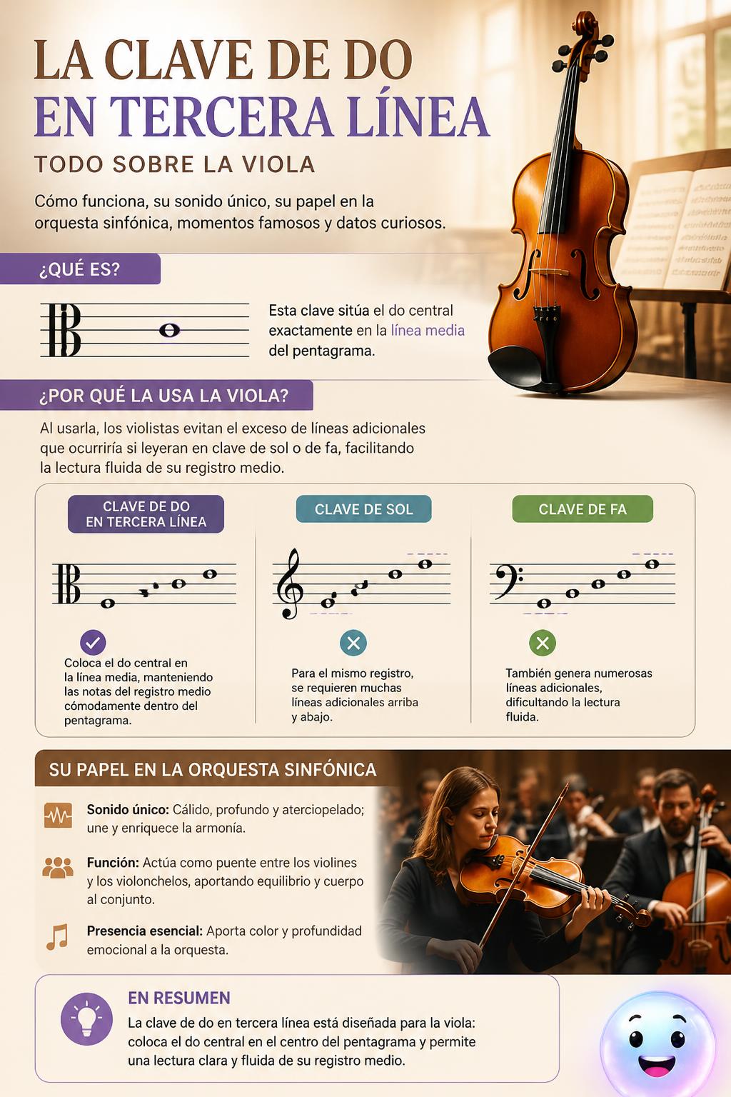 La clave de do en tercera línea
