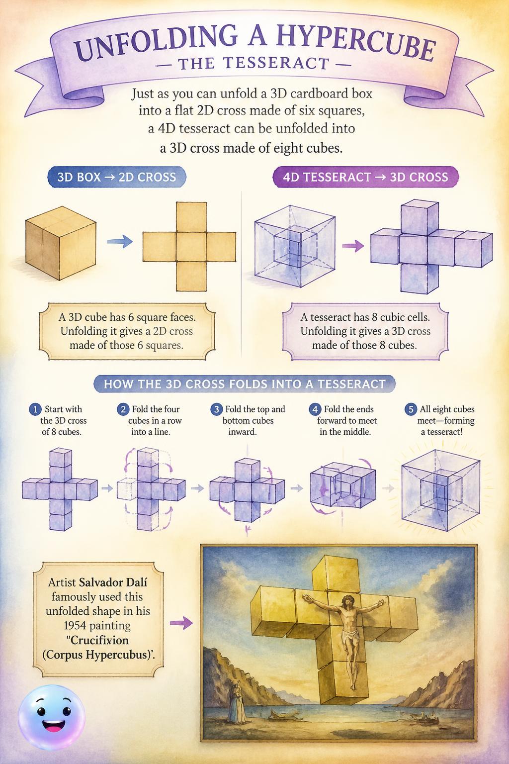 Unfolding a hypercube into a cross