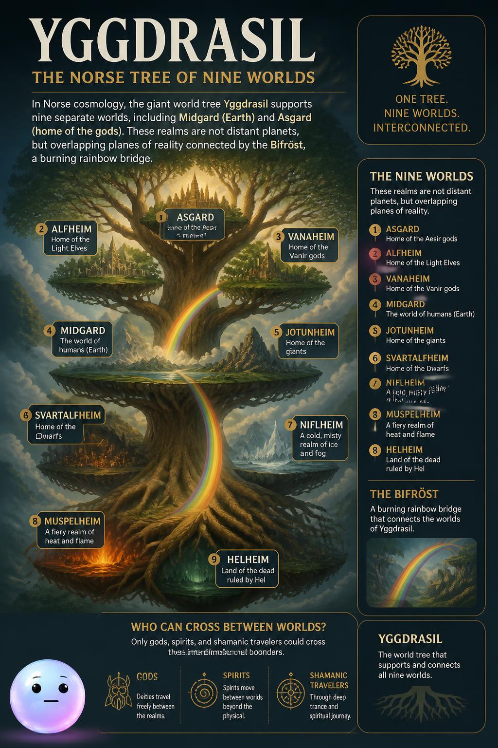 The Norse tree of nine worlds