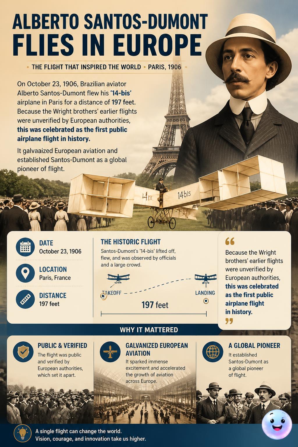 Alberto Santos-Dumont flies in Europe
