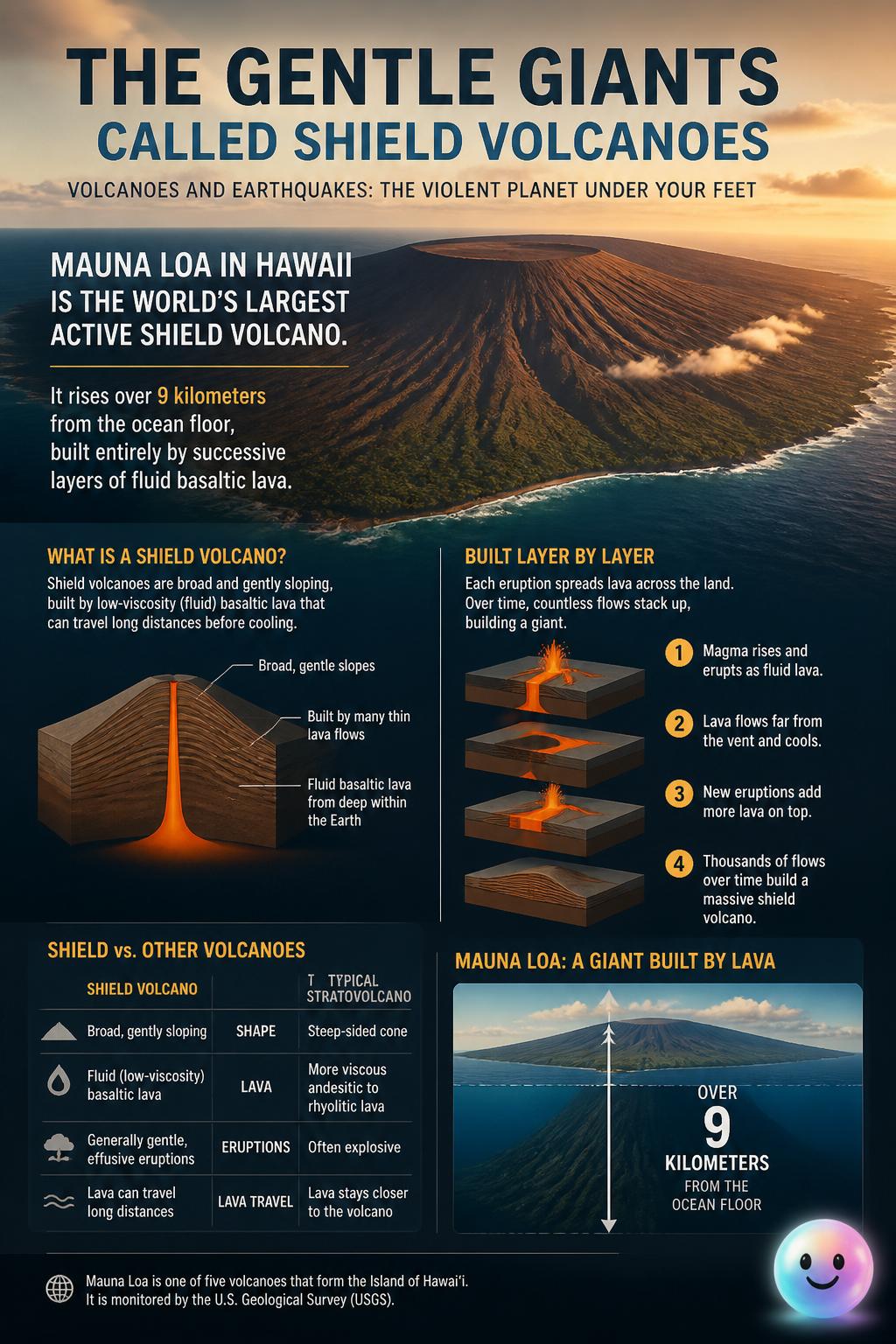 The gentle giants called shield volcanoes