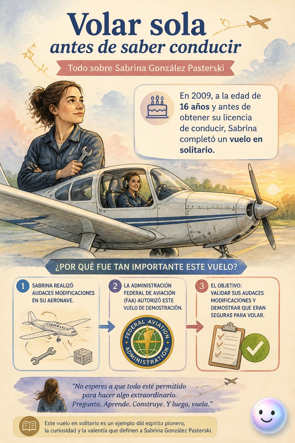 Volar sola antes de saber conducir
