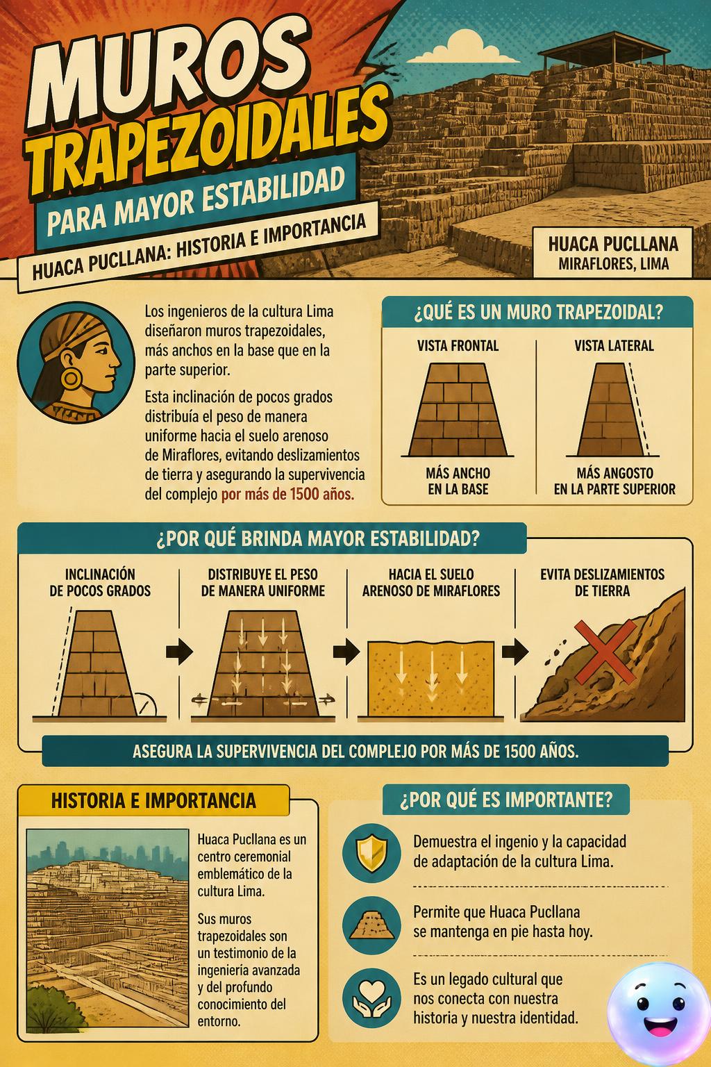 Muros trapezoidales para mayor estabilidad